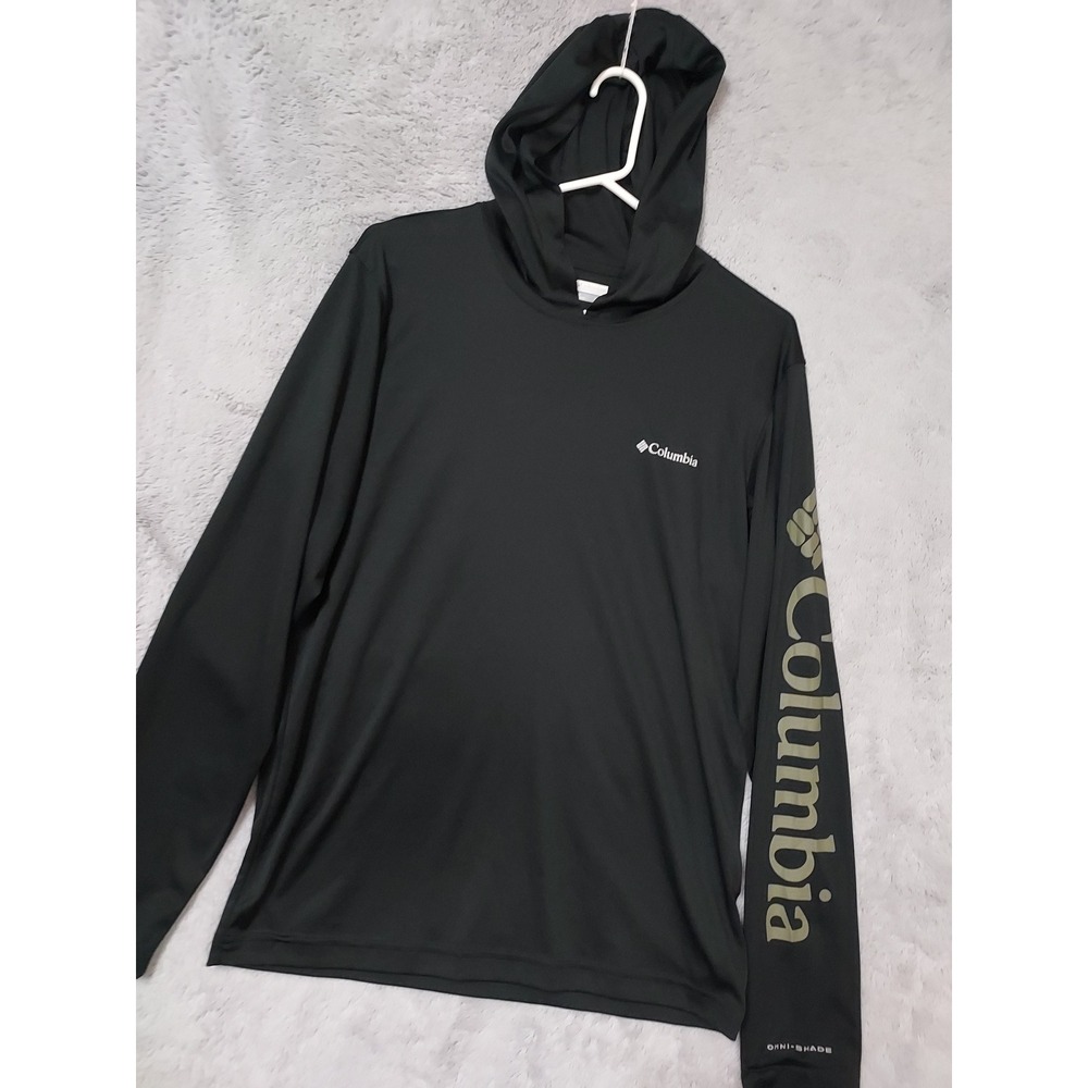 Columbia PFG Hoodie Mens Small Terminal Tackle Omni Shade Black Lightweight Fish